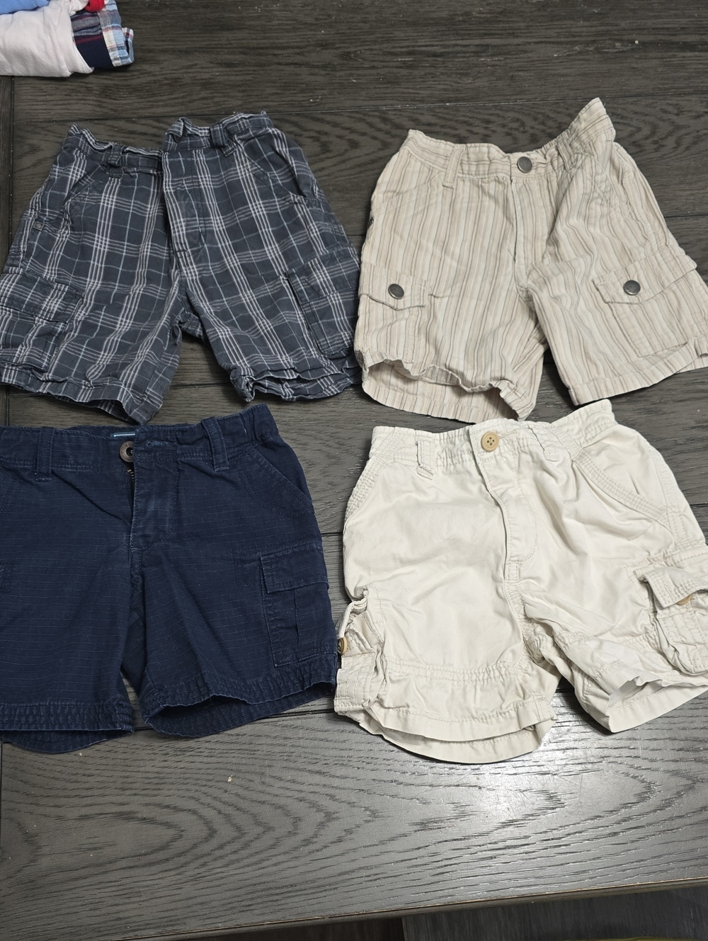 Kenneth Cole Reaction Kids Cargo Shorts - Navy, Dark Blue Plaid, Beige, Cream